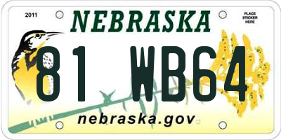 NE license plate 81WB64