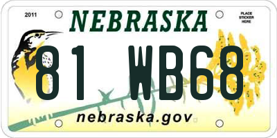 NE license plate 81WB68