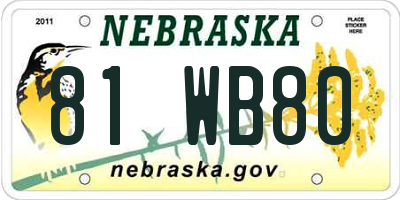 NE license plate 81WB80