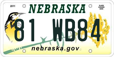 NE license plate 81WB84