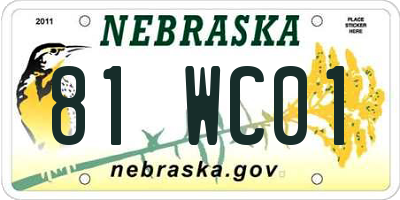 NE license plate 81WC01
