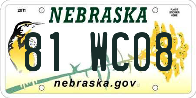 NE license plate 81WC08
