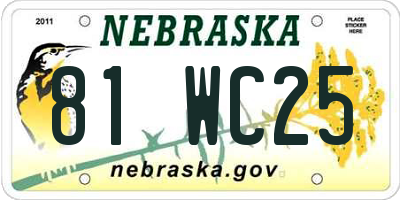 NE license plate 81WC25