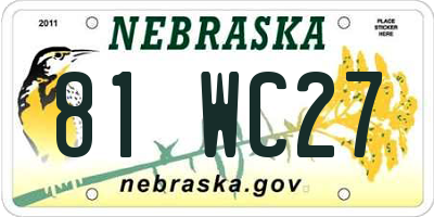 NE license plate 81WC27