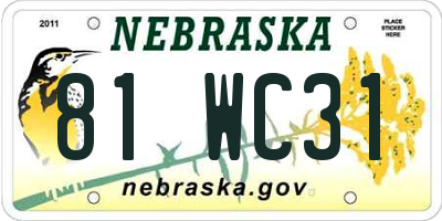 NE license plate 81WC31