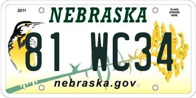 NE license plate 81WC34