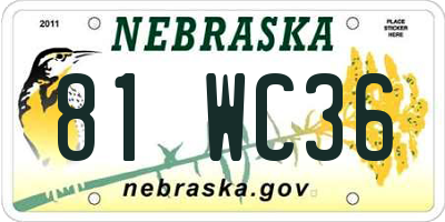 NE license plate 81WC36