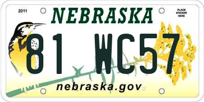 NE license plate 81WC57