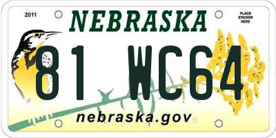 NE license plate 81WC64