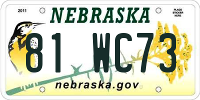 NE license plate 81WC73