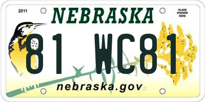 NE license plate 81WC81