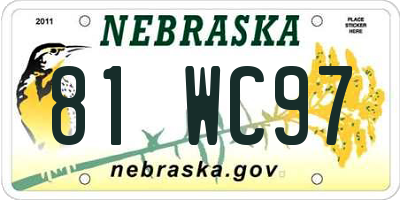 NE license plate 81WC97