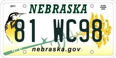 NE license plate 81WC98