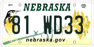 NE license plate 81WD33