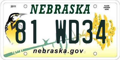 NE license plate 81WD34