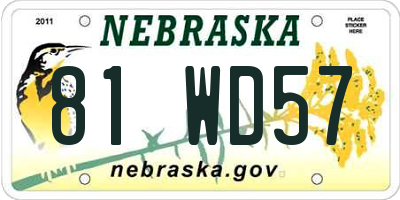 NE license plate 81WD57