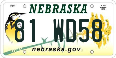 NE license plate 81WD58