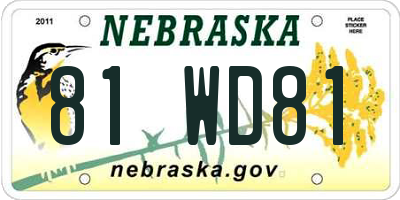 NE license plate 81WD81
