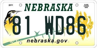 NE license plate 81WD86