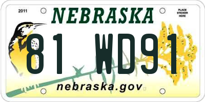 NE license plate 81WD91