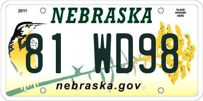 NE license plate 81WD98