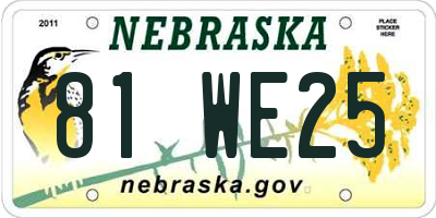 NE license plate 81WE25