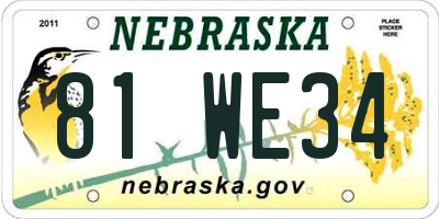 NE license plate 81WE34