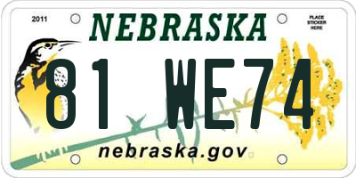 NE license plate 81WE74