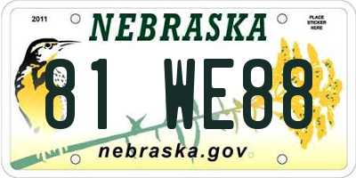 NE license plate 81WE88