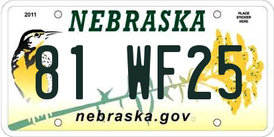 NE license plate 81WF25