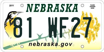 NE license plate 81WF27