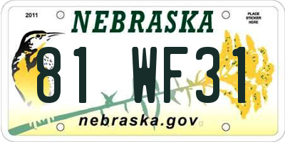 NE license plate 81WF31