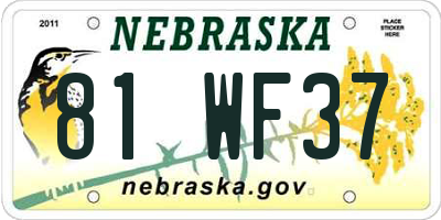 NE license plate 81WF37