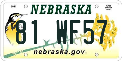 NE license plate 81WF57