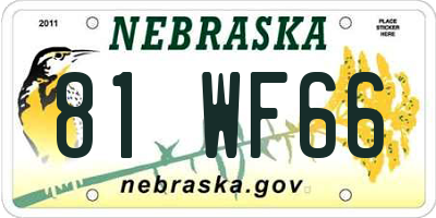 NE license plate 81WF66
