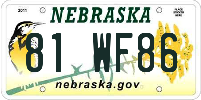 NE license plate 81WF86