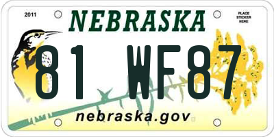 NE license plate 81WF87