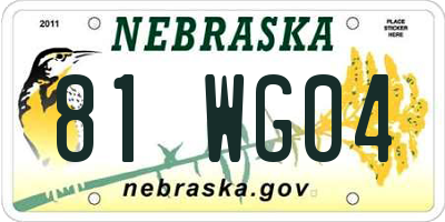 NE license plate 81WG04