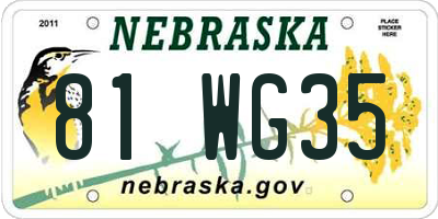 NE license plate 81WG35