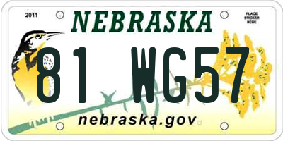 NE license plate 81WG57