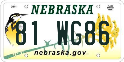 NE license plate 81WG86