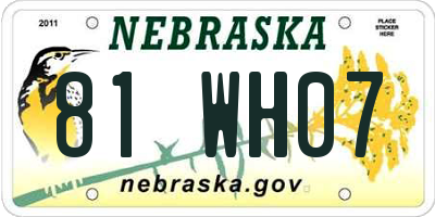 NE license plate 81WH07