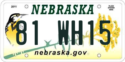 NE license plate 81WH15