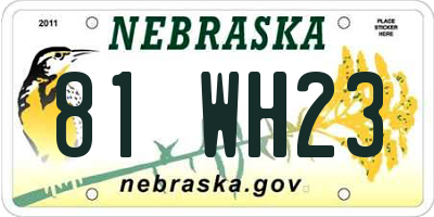 NE license plate 81WH23