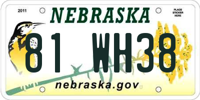 NE license plate 81WH38