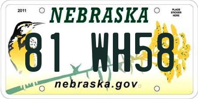 NE license plate 81WH58