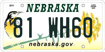 NE license plate 81WH60