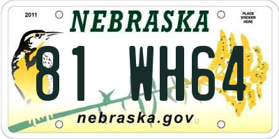 NE license plate 81WH64