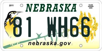 NE license plate 81WH66