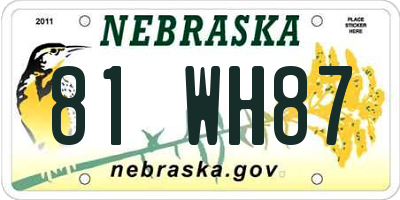NE license plate 81WH87